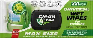 Clean4You серветки вологі універсальні для прибирання 100шт. З екстрактом лайму 4820299740052-22204 фото