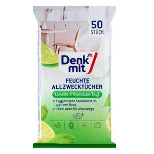 Denkmit вологі серветки 50шт. Універсальні лайм і базилік 4066447789614-21100 фото