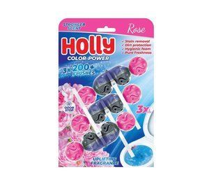 Holly туалетний блок 3шт. Кольорова вода Троянда 8606112937207-23517 фото