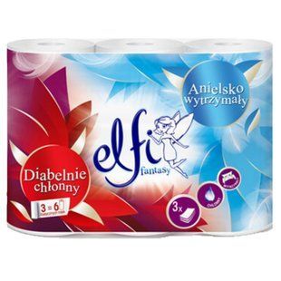 Elfi рушники паперові Fantasy 3-шарові Angelic Durable 3 рулони 5907354001620-24382 фото