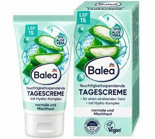 Balea крем для обличчя 50мл. Зволожуючий денний Aloe vera 10% LSF15 4066447986457-24273 фото