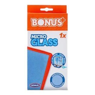Ганчірка BONUS MicroGLASS мікрофібра для Скла 35*35 см. 1шт. 5997844301477-21196 фото