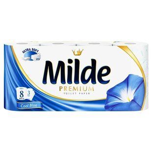 MILDE туалетний папір 3-х шаровий Premium Cool Blue 8шт. 3800024026393-22271 фото