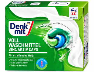 Denkmit капсули для прання 22шт. Для білого 3в1 Aktiv caps 4070765007435-24507 фото