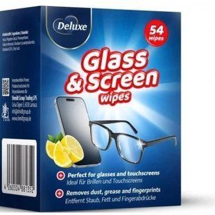 Deluxe вологі серветки для чищення окулярів та екранів Brillen Putztucher 54 шт. 4260504881352-22393 фото