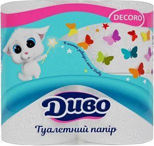 Диво туалетний папір Decoro біло-фіолетовий 2 шари 4 рулони 4820003838419-14607 фото