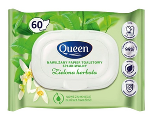 QUEEN папір туалетний вологий 60шт. Green Tea Moisture 5908272617467-21771 фото