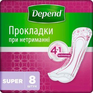 Depend урологічні прокладки Super Pad 8 шт. Комфортний захист 5029053561608-21304 фото