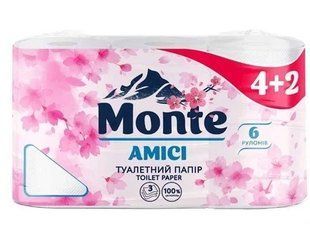 Amici Туалетний папір Monte 3 шари 4+2шт. 4820270940549-22211 фото